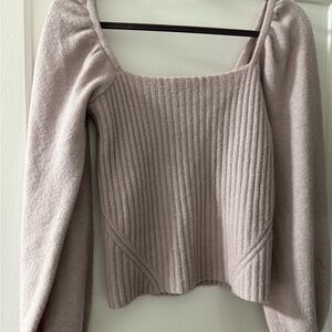 Halogen Puff Sleeve Light Pink/Lavender Sweater